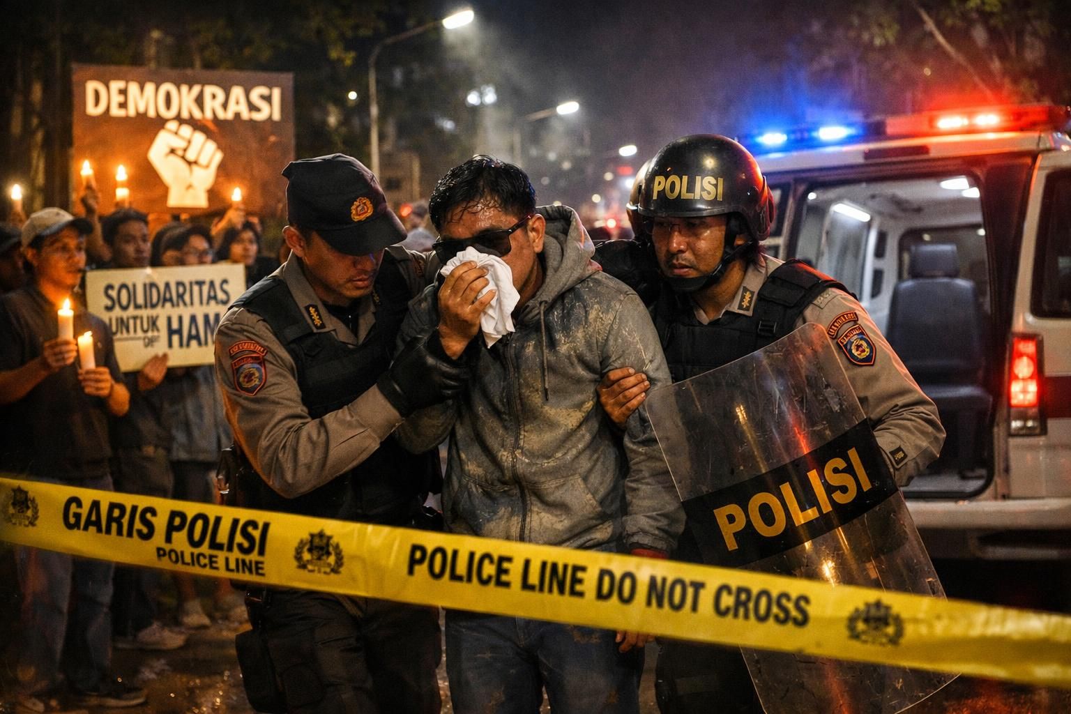 aktivis kontras disiram air keras, sahroni mengecam tindakan teror yang merusak fondasi demokrasi dan menyerukan perlindungan hak asasi manusia.