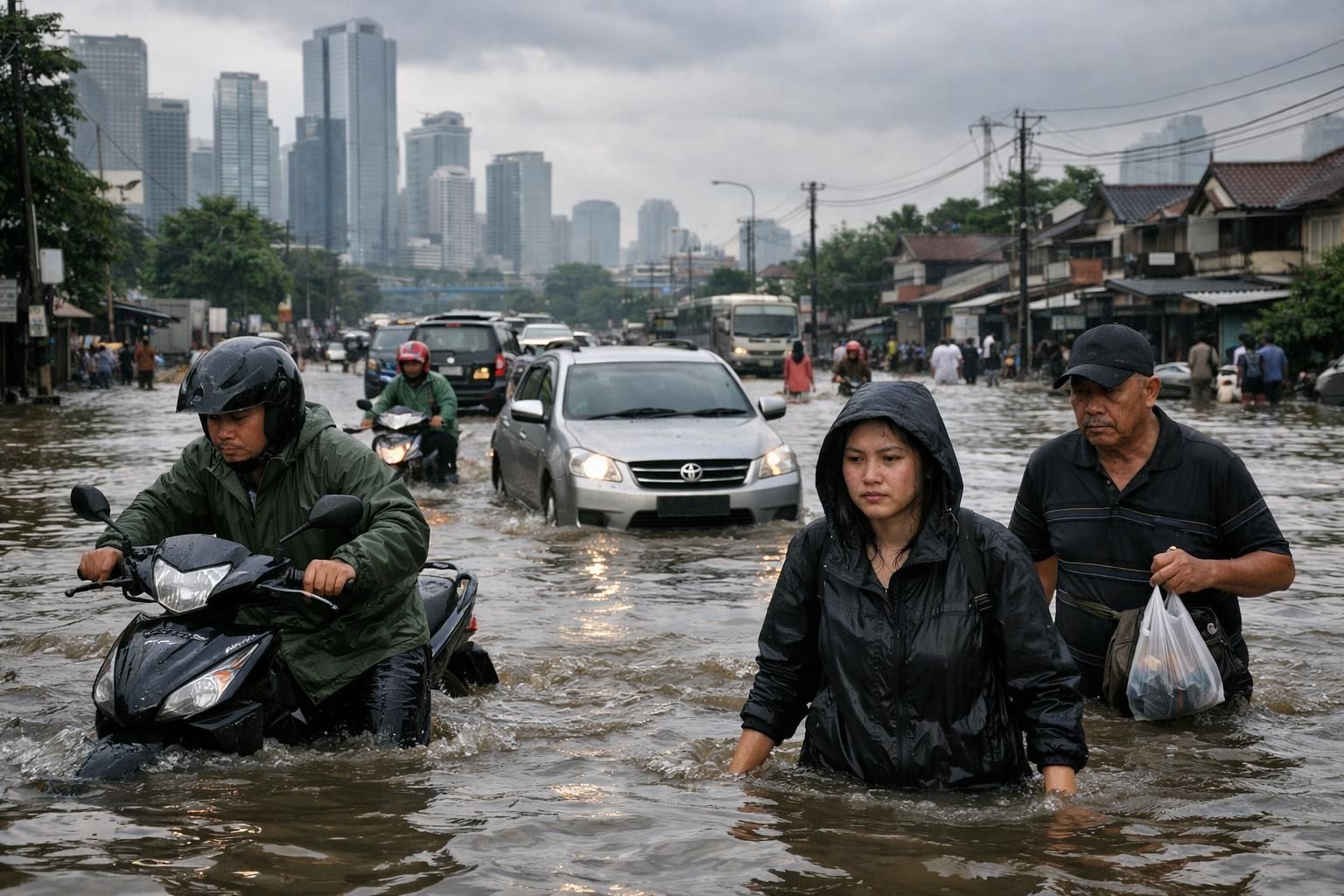 laporan potret banjir yang melanda jakarta hingga tangerang setelah hujan deras semalaman, memberikan gambaran kondisi terkini dan dampaknya di cnbc indonesia.