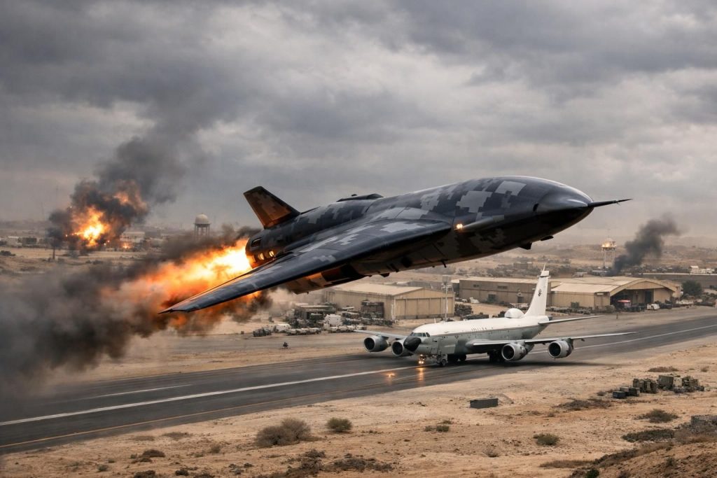 heboh! drone kamikaze buatan iran meluncur menyerang pangkalan pesawat pengintai as di bahrain, menimbulkan ketegangan di kawasan. baca selengkapnya di detiknews.