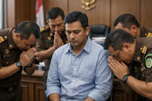 jamwas memohon maaf atas ketidaksesuaian febrie adriansyah yang tidak mengenakan rompi tahanan dalam proses yang terburu-buru, menjelaskan situasi dan langkah perbaikan.