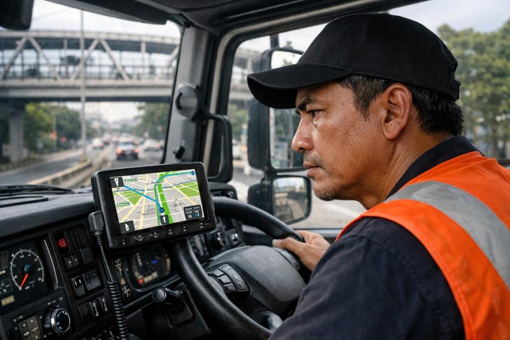 sopir truk pengangkut crane menjelaskan penyebab tabrakan di jpo tendean, mengungkap fokus utama pada penggunaan peta navigasi sebagai faktor utama kecelakaan.