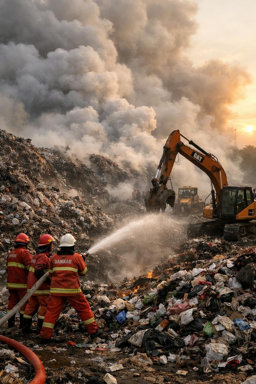 update terbaru mengenai kebakaran yang masih membara di tpa jatiwaringin setelah 5 hari, termasuk penyebab, upaya pemadaman, dan dampaknya terhadap lingkungan sekitar.