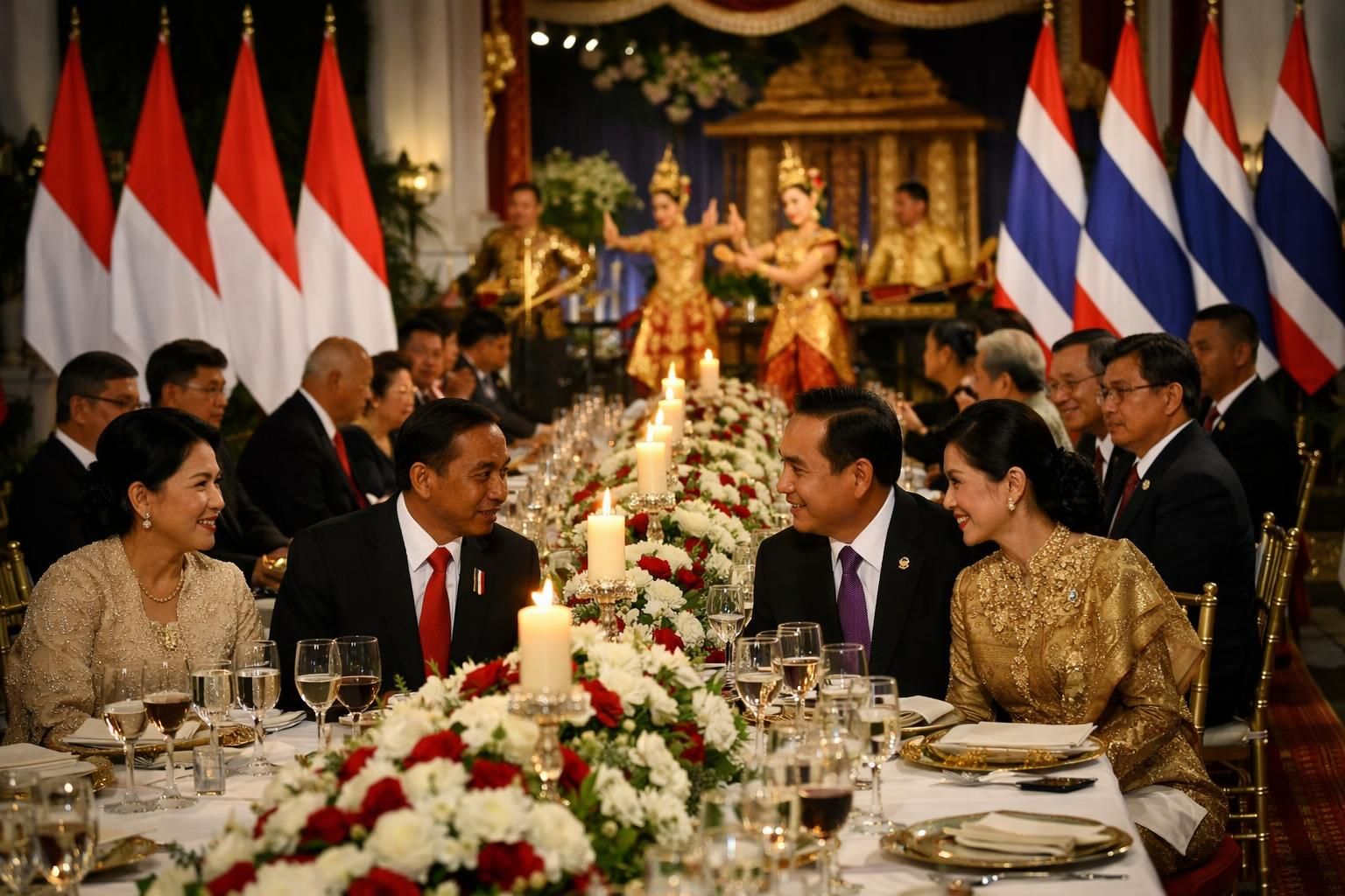 prabowo mengadakan makan malam persahabatan yang hangat, di mana perdana menteri thailand memberikan pujian positif, memperkuat hubungan bilateral antara kedua negara.
