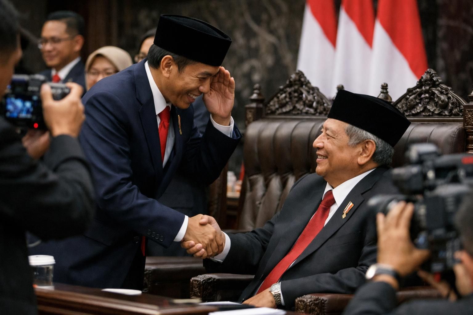 setelah pidato, prabowo menyapa dan memberikan hormat kepada jokowi sebagai tanda penghormatan dan kerjasama yang baik.